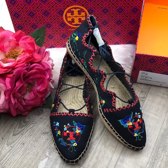 Tory Burch Shoes - {Tory Burch} Sonoma Embroidered Laced Espadrilles